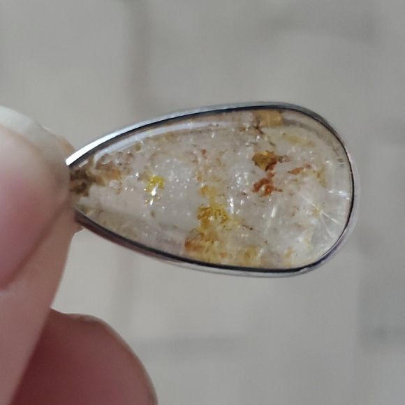 New Natural Rutilated Quartz Teardrop Silver Pendant. - Picture 9 of 16